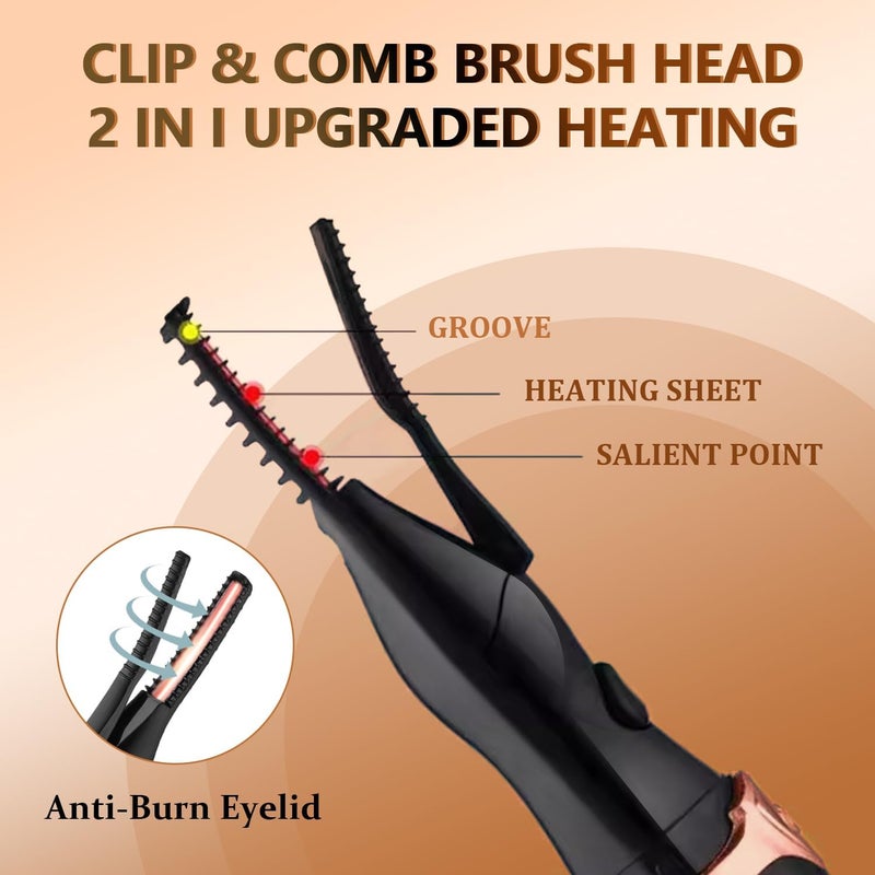 Acavado Heated Eyelash Curler, 2-in-1 Clip-Type Design, 3 Temperature Modes, USB Rechargeable Electric Eyelash Curler, Natural Curling 24H Long-Lasting Curl, Gift for Women & Girls, Black CE - Image 5